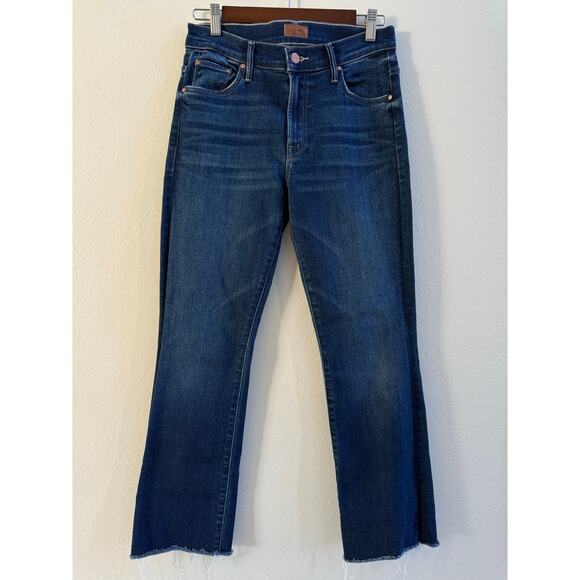 MOTHER Insider Ankle Fray Sweet Lime Dark Wash Cropped Jeans size 28 EUC - Picture 6 of 14